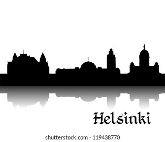 Black silhouette of Helsinki skyline, the capital of Finland