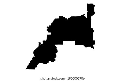 black silhouette of Henderson's city map in nevada on white background