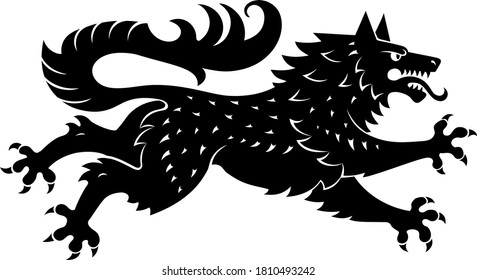 Black Silhouette Heraldic Wolf On White Stock Vector (Royalty Free ...