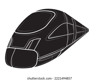 Black silhouette of High-speed train in isolate on a white background. Vector illustration.