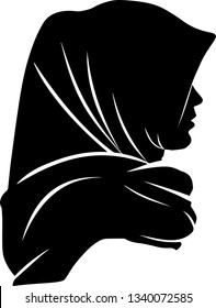 black silhouette hijab wearing fashionable beautiful teen girl