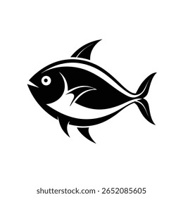 black silhouette of hilsa fish icon on with background