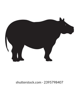 A black Silhouette hippopotamus animal