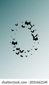 Fondo transparente del vector de vacaciones de silueta negra. Pancarta gótica de rebaño. Marco de vampiro espeluznante. Horrible diseño.