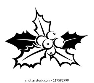 Black silhouette holly  Vector illustration 
