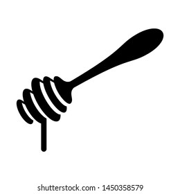 Black Silhouette Honey Stick Dipper Vector Isolated On White Background