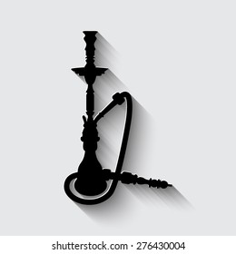  black silhouette of a hookah  on a grey background