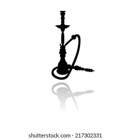 black silhouette of a hookah with shadow