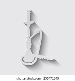 black silhouette of a hookah with shadow on a grey background