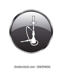 black silhouette of a hookah  - vector button
