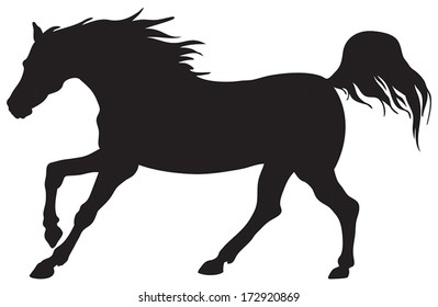 Black silhouette of horse.