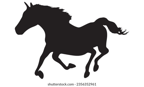 Black silhouette of horse, Beautiful horse vector design, rearing up horse, Horses silhouette vector illustration, horse vector