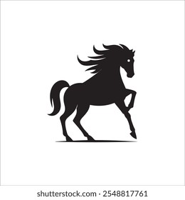 Black silhouette of horse Beautiful horse vector design rearing up horse Horses silhouette vector