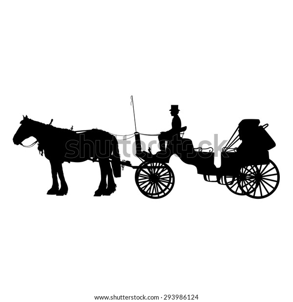 馬と馬車の黒いシルエット のベクター画像素材 ロイヤリティフリー