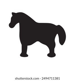 Black silhouette of horse flat icon vector illustration isolated on white background