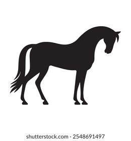 A black silhouette of a horse icon