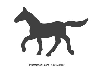 Black silhouette of horse isolated on white background. Simple flat vector illustration, EPS 10.