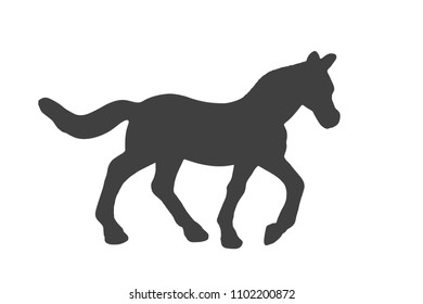 Black silhouette of horse isolated on white background. Simple flat vector illustration, EPS 10.