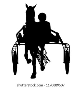 The black silhouette of horse and jockey