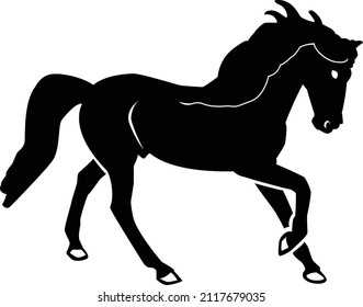 Black silhouette of a horse on a white background