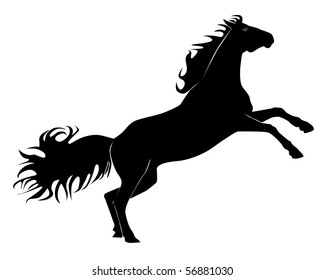 Horse Stallion Raised On Rear Legs Stock Vector (Royalty Free) 2140092991