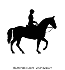 Black silhouette of horse riding with a rider