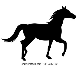 black silhouette horse running