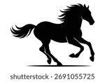 Black Silhouette of a Horse Running Dynamically