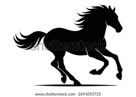 Black Silhouette of a Horse Running Dynamically