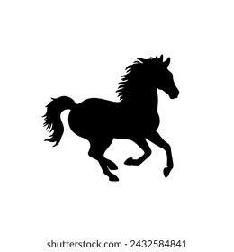 Black silhouette a horse side view isoleted