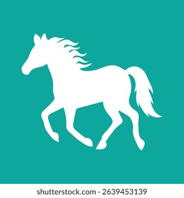 Black Silhouette Horse Vector. Flat Style Running Horse Icon