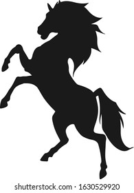 Black silhouette horse wild or domestic animal running with head looks back cartoon design flat vector illustration isolated on white background - Vector