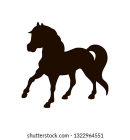 Black silhouette of a horse.Vector illustration. Vector card with horse. Horse poster, greeting card.
