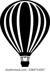 black silhouette of hot air balloon without background