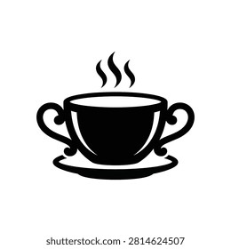 Black silhouette of hot coffee cup