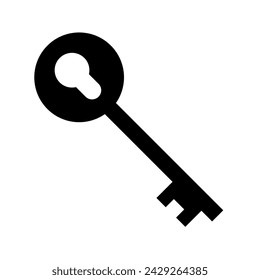 Silueta negra de la llave de la casa. Ilustración vectorial aislada sobre fondo blanco
