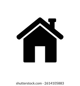 Black Silhouette House With Pitched Roof Chimney Icon