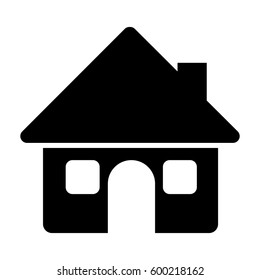 black silhouette of house with two windows in white background vector illustration