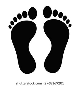Black silhouette of human footprints on white background, symbolizing movement and direction