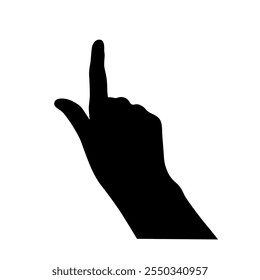 Silueta negra de la mano humana. Ilustración de gesto de Vector. Concepto de comunicación y expresiones. Presión del dedo índice