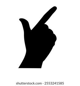 Silueta negra de la mano humana. Ilustración de gesto de Vector. Concepto de comunicación y expresiones. Presión del dedo índice