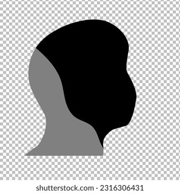 Black silhouette of a human head on a transparent background. Vector illustration.