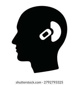 A black silhouette of a human head with a white puzzle piece inside the brain, symbolizing ideas and problem solving