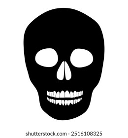 Black silhouette of human skull. Skull icon. Vector illustration isolated on white background for design , Halloween holiday