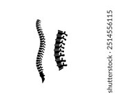 Black Silhouette of Human Spine Anatomy. Vector icon design.