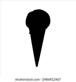 Black silhouette ice cream cone on white background. Ice cream icon sign vector illustration design.