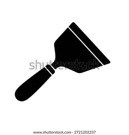 Black silhouette of an ice scraper tool with a handle and blade on a white background.