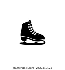 Black silhouette of an ice skate for winter sports and skating concepts