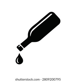 Black silhouette icon of a bottle pouring a single drop of liquid