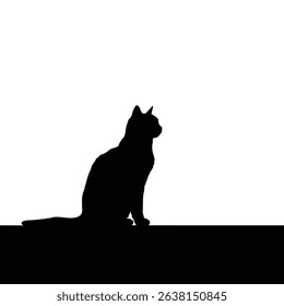 Black Silhouette Icon a Silhouette of a Cat and Kitten Sitting Side by Side
